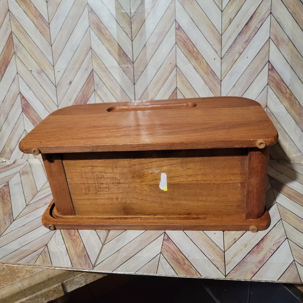 EIN Roll Top Storage Box / Organizer Teak Storage Box, MCM, Mid Century Modern - Picture 4 of 6